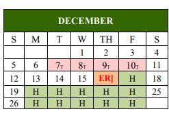 District School Academic Calendar for Van Zandt-rains Co-op for December 2021