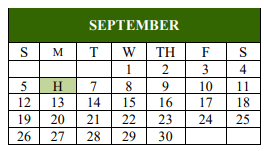 District School Academic Calendar for Van Zandt-rains Co-op for September 2021