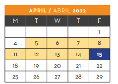 District School Academic Calendar for Deanna Davenport El for April 2022