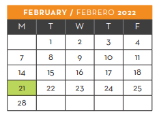 District School Academic Calendar for New Elementary School #2 for February 2022