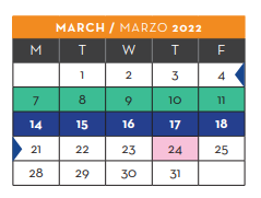 District School Academic Calendar for New Elementary School #1 for March 2022