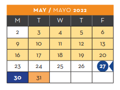 District School Academic Calendar for Jose H Damian El for May 2022