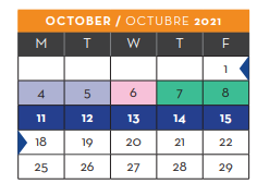 District School Academic Calendar for New Elementary School #2 for October 2021