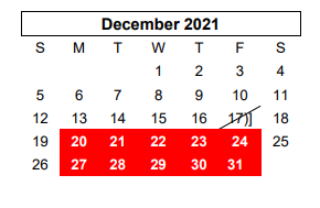 District School Academic Calendar for Crestview Elementary for December 2021