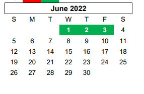 District School Academic Calendar for Arden Road Elementary for June 2022