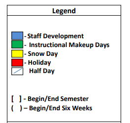 District School Academic Calendar Legend for Crestview Elementary