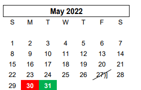 District School Academic Calendar for Youth Ctr Of High Plains for May 2022