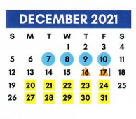 District School Academic Calendar for Troup Caep for December 2021
