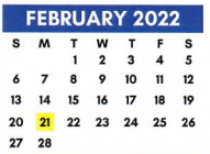 District School Academic Calendar for Troup Caep for February 2022