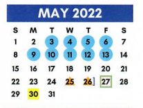 District School Academic Calendar for Troup Caep for May 2022