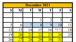 District School Academic Calendar for Asherton Elementary for December 2021