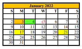 District School Academic Calendar for Asherton Elementary for January 2022