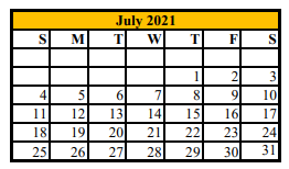 District School Academic Calendar for Asherton Elementary for July 2021
