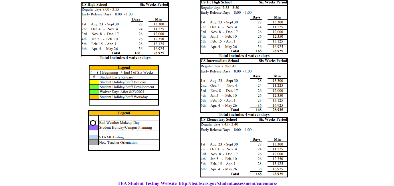 District School Academic Calendar Key for Carrizo Springs Intermediate