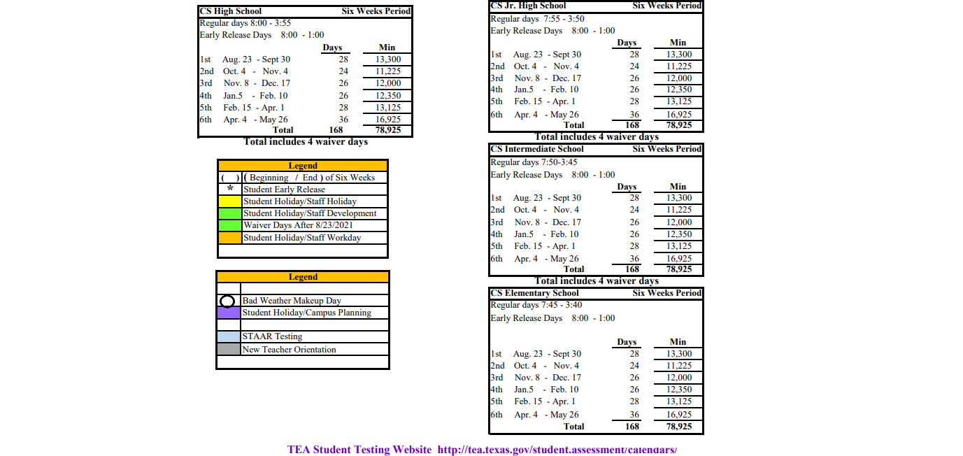 District School Academic Calendar Key for Carrizo Springs Junior High