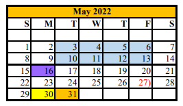 District School Academic Calendar for Carrizo Springs Junior High for May 2022