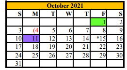 District School Academic Calendar for Carrizo Springs High School for October 2021