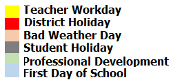 District School Academic Calendar Legend for Kelly Pre-kindergarten Center