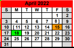 District School Academic Calendar for Baker-koonce Int for April 2022