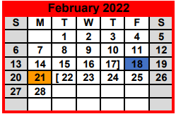 District School Academic Calendar for Carthage Pri for February 2022