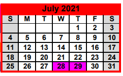 District School Academic Calendar for Baker-koonce Int for July 2021