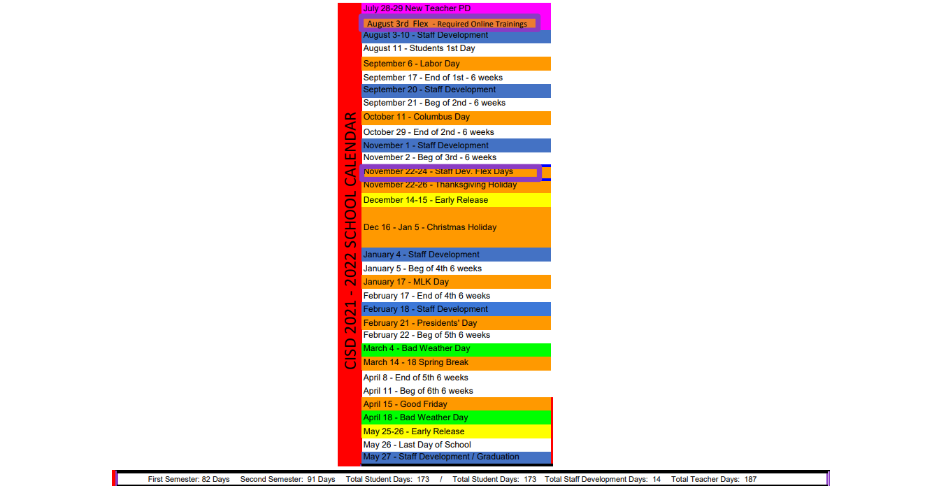 District School Academic Calendar Key for Carthage J H