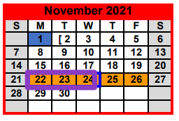 District School Academic Calendar for Carthage J H for November 2021