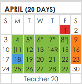 District School Academic Calendar for T R U C E Learning Ctr for April 2022