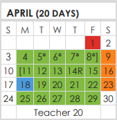 District School Academic Calendar for Tarrant Co J J A E P for April 2022