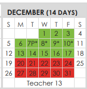 District School Academic Calendar for T R U C E Learning Ctr for December 2021