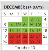 District School Academic Calendar for Tarrant Co J J A E P for December 2021