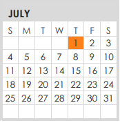 District School Academic Calendar for Tarrant Co J J A E P for July 2021