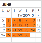 District School Academic Calendar for Tarrant Co J J A E P for June 2022