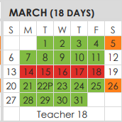 District School Academic Calendar for Tarrant Co J J A E P for March 2022