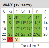 District School Academic Calendar for Tarrant Co J J A E P for May 2022