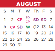 District School Academic Calendar for Ninth Grade Center for August 2021
