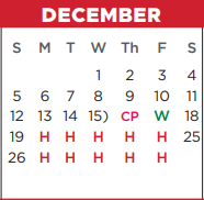 District School Academic Calendar for Ninth Grade Center for December 2021