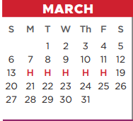 District School Academic Calendar for Bessie Coleman Middle School for March 2022