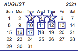 District School Academic Calendar for Celina High School for August 2021