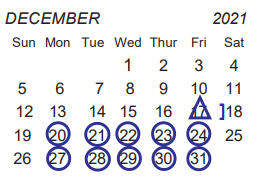 District School Academic Calendar for Celina Intermediate for December 2021