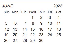 District School Academic Calendar for Celina Junior High for June 2022