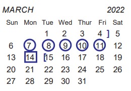 District School Academic Calendar for Celina Intermediate for March 2022