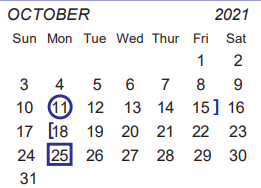 District School Academic Calendar for Celina High School for October 2021