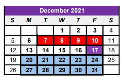 District School Academic Calendar for Center H S for December 2021