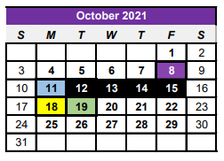 District School Academic Calendar for Center H S for October 2021