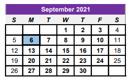 District School Academic Calendar for Center H S for September 2021