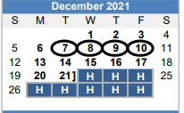District School Academic Calendar for Center Point Residential Treatment for December 2021