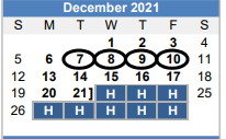 District School Academic Calendar for Center Point Middle for December 2021