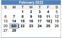 District School Academic Calendar for Center Point High School for February 2022