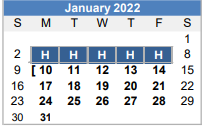 District School Academic Calendar for Center Point Elementary for January 2022